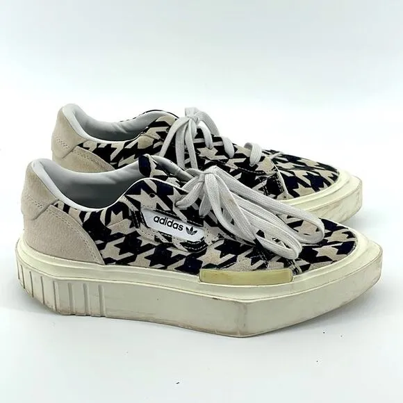 Adidas HyperSleek houndstooth platform pointed toe suede sneakers sz 7.5