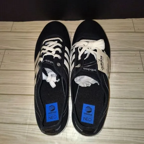 Adidas Neo Label Easy Vulc Low Top Lace Up Black &amp; White Sneakers Men Size 13