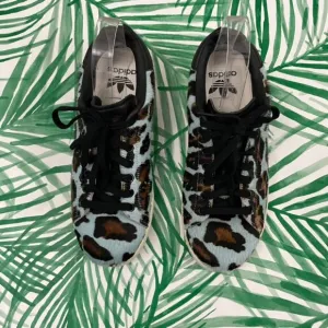 Adidas Stan Smith Faux Fur Leopard Low Top Sneakers Skytint Men's Size 8