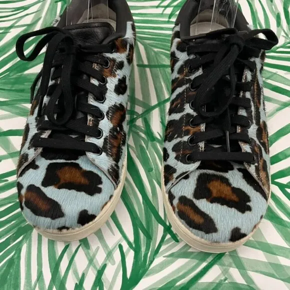 Adidas Stan Smith Faux Fur Leopard Low Top Sneakers Skytint Men's Size 8