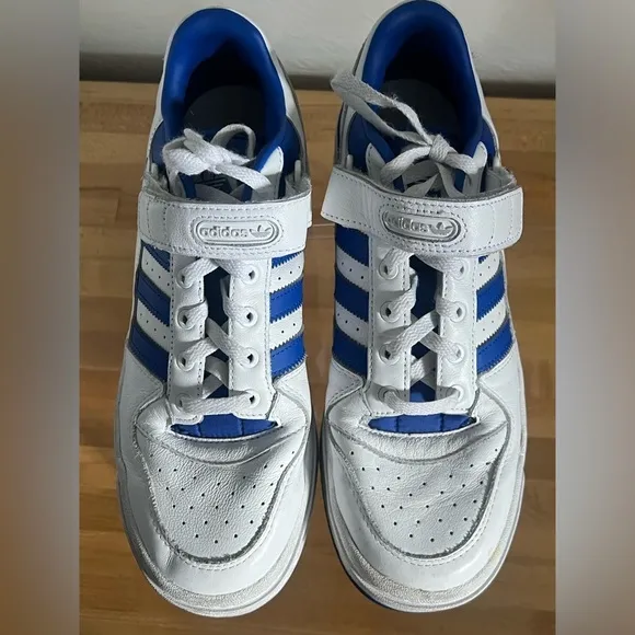 Adidas Triple Platform Low Top White Royal Blue Detail Lace Up Velcro Top 10.5