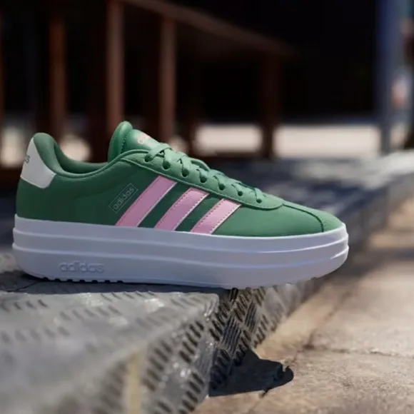 Adidas Women's Green and Pink Sneakers