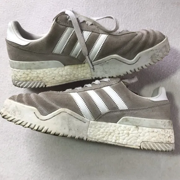 Adidas x Alexander Wang b-ball soccer grey suede leather low top sneakers 7