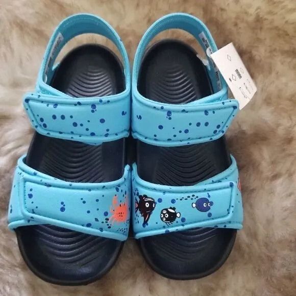 ADIDAS AltaSwim I Toddler Boys Swim Ready Sandals in Blue &amp; Orange Size 11 NEW