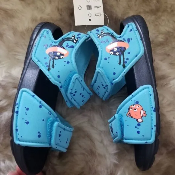 ADIDAS AltaSwim I Toddler Boys Swim Ready Sandals in Blue &amp; Orange Size 11 NEW