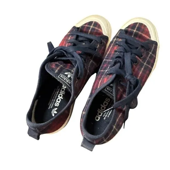 adidas Nizza RF Platform Red Plaid Sneakers size 8 women’s