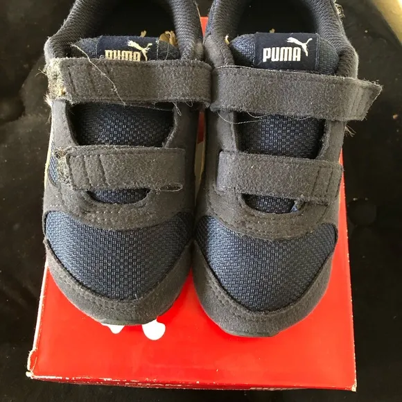 Adorable Puma Blue and Orange Sneakers with Velcro Straps