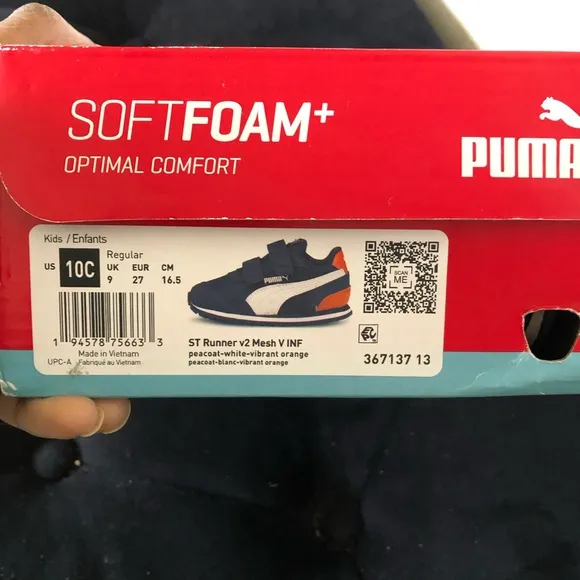 Adorable Puma Blue and Orange Sneakers with Velcro Straps