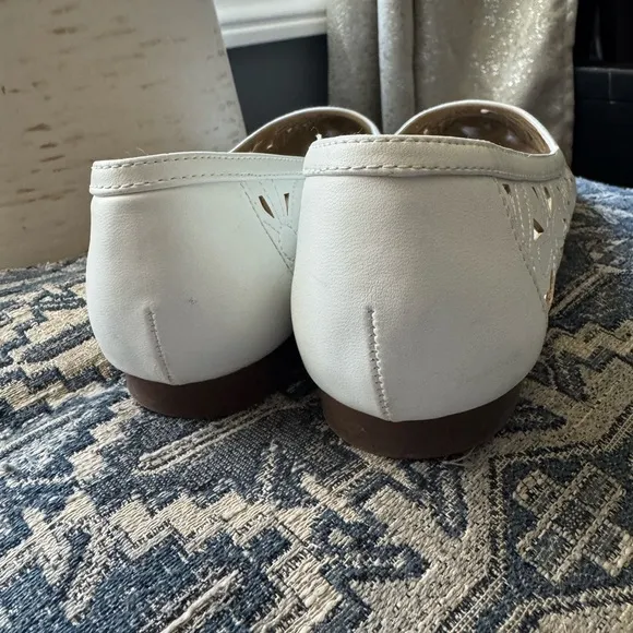Adrienne Vittadini White Perforated Flats