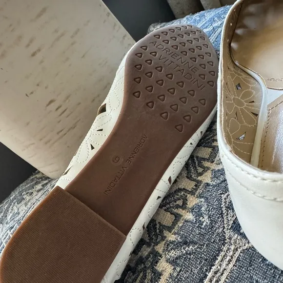 Adrienne Vittadini White Perforated Flats