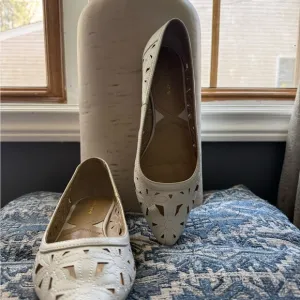 Adrienne Vittadini White Perforated Flats