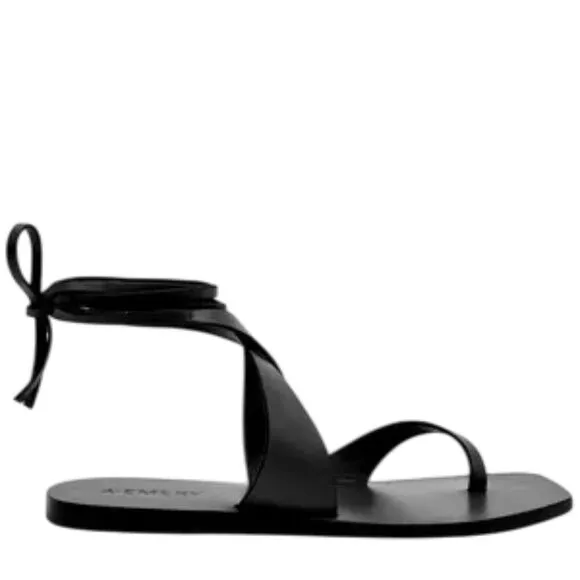 A. Emery Women's Margaux Tie-Fastening Leather Strappy Sandals in Black Size 6