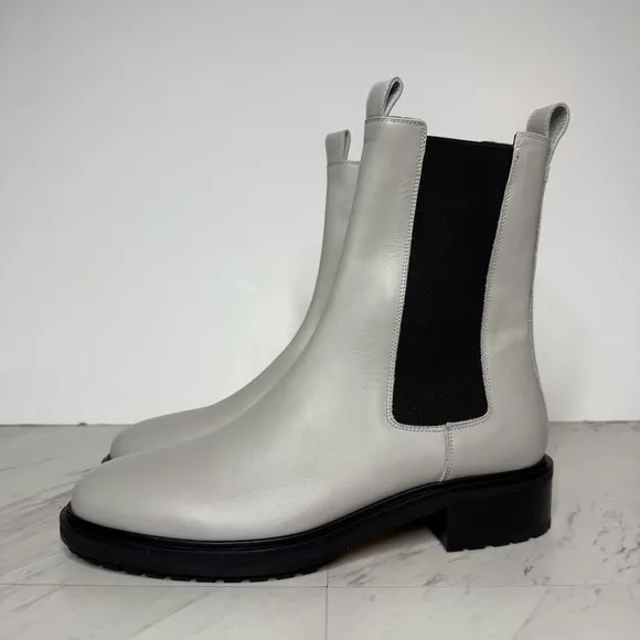 Aeyde Light Gray Leather Chelsea Boot 41