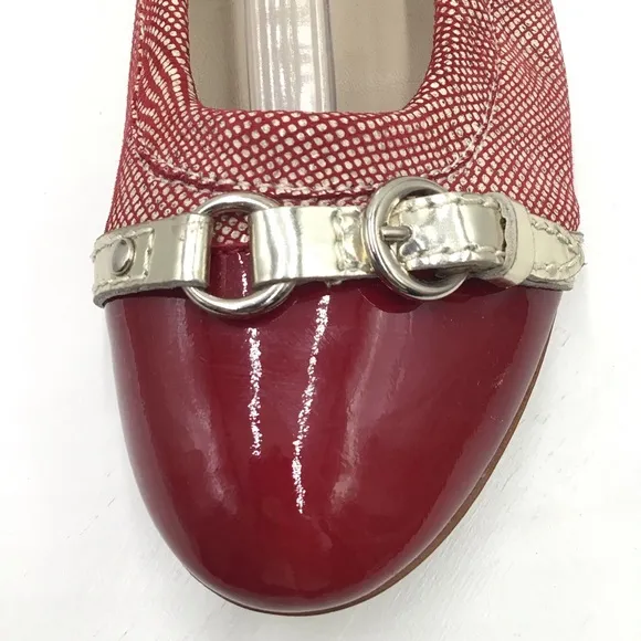 AGL Atillio Giusti Leombruni red leather patent flats EU 38