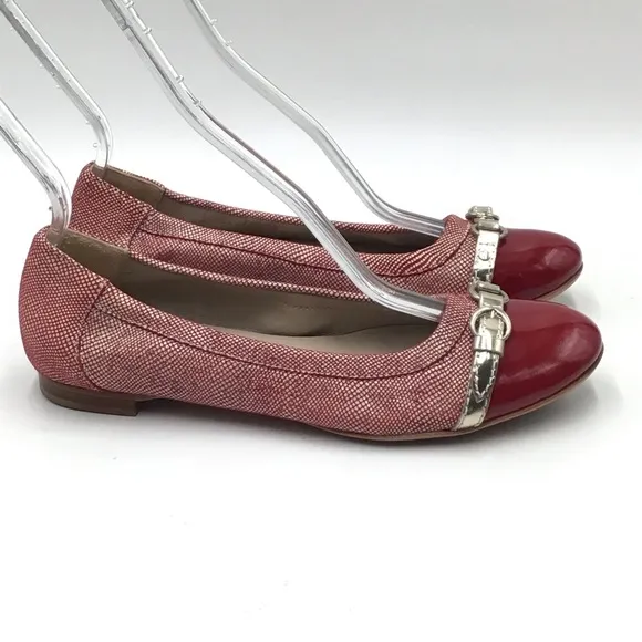 AGL Atillio Giusti Leombruni red leather patent flats EU 38