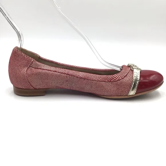AGL Atillio Giusti Leombruni red leather patent flats EU 38