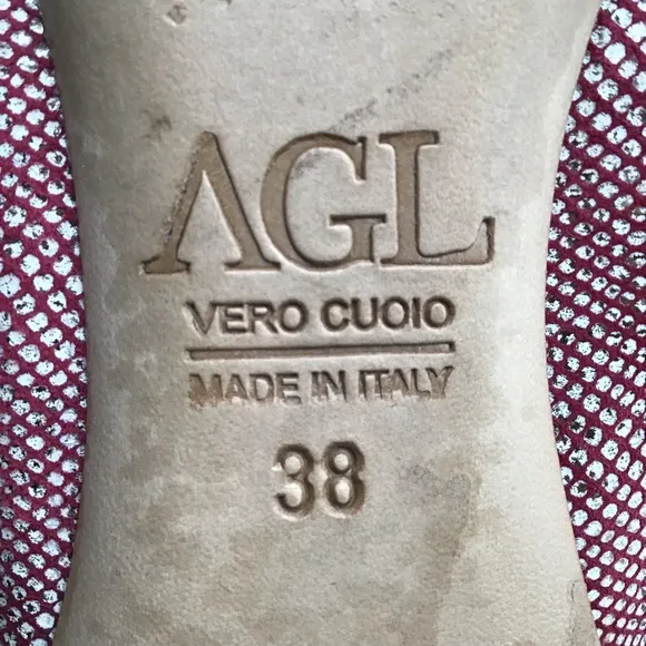 AGL Atillio Giusti Leombruni red leather patent flats EU 38