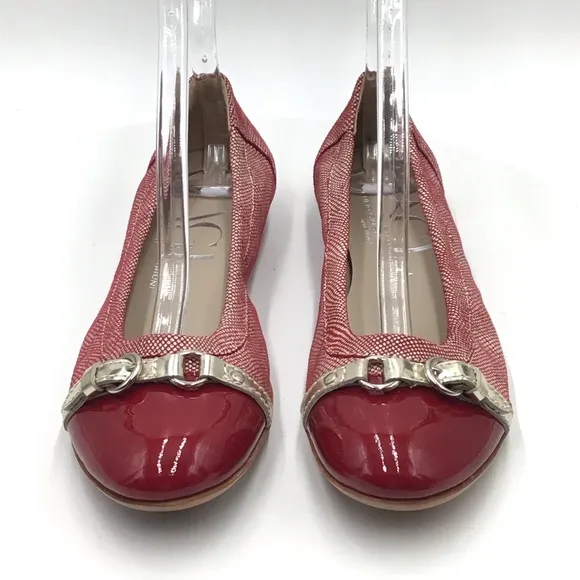AGL Atillio Giusti Leombruni red leather patent flats EU 38