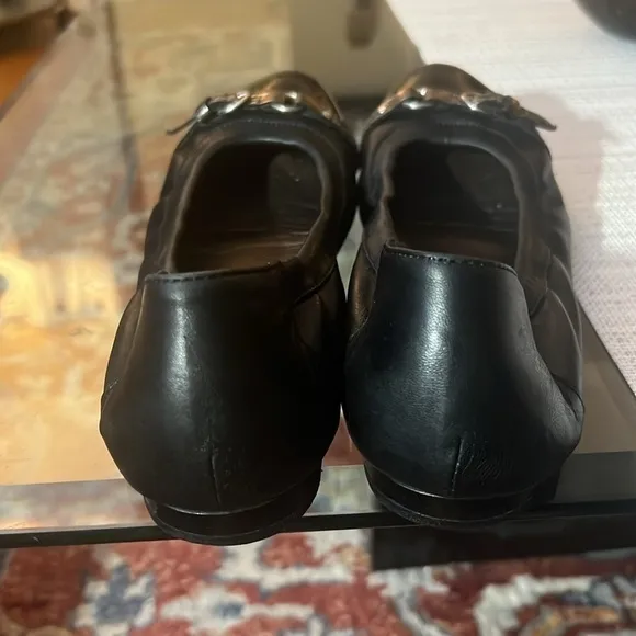 AGL Attilio Giusti Leombruni black cap toe ballet flats, size 41