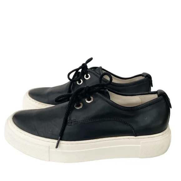 AGL (Attilio Giusti Leombruni) Black Leather Platform Sneakers Size EU36/US5.5-6