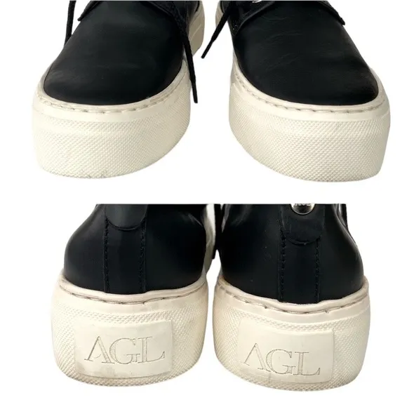 AGL (Attilio Giusti Leombruni) Black Leather Platform Sneakers Size EU36/US5.5-6