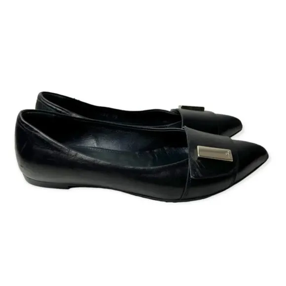 AGL Attilio Giusti Leombruni Black Leather Pointy Flats