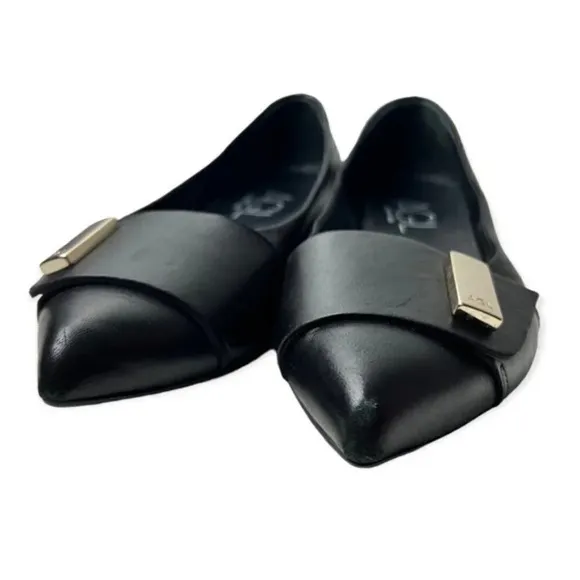 AGL Attilio Giusti Leombruni Black Leather Pointy Flats