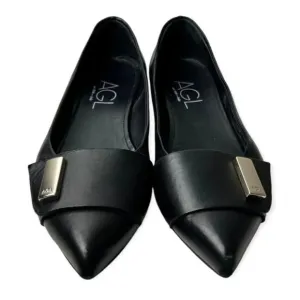 AGL Attilio Giusti Leombruni Black Leather Pointy Flats