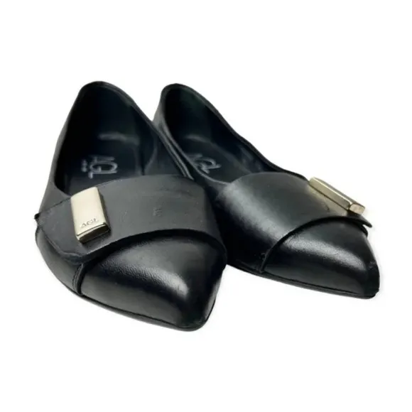 AGL Attilio Giusti Leombruni Black Leather Pointy Flats