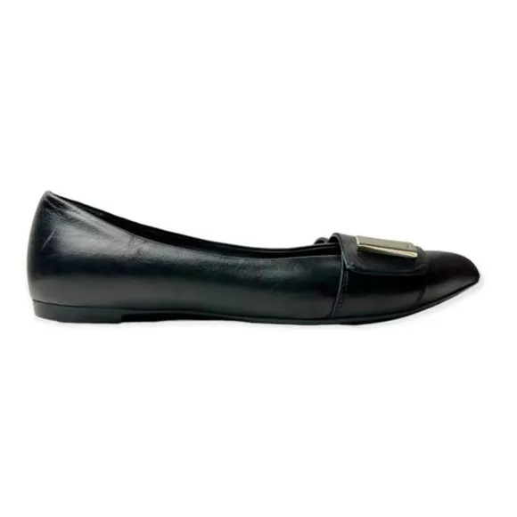AGL Attilio Giusti Leombruni Black Leather Pointy Flats