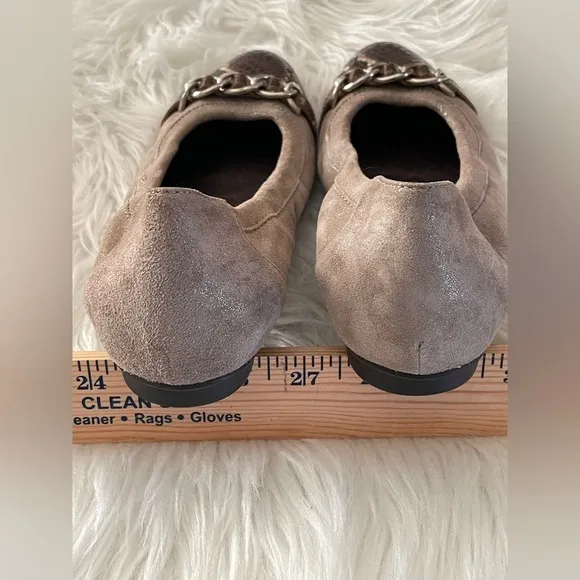 Agl Attilio Giusti Leombruni Cap Toe Chain Ballet Flats Snakeskin Size 6.5