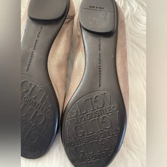 Agl Attilio Giusti Leombruni Cap Toe Chain Ballet Flats Snakeskin Size 6.5