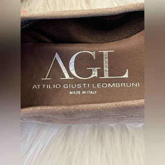 Agl Attilio Giusti Leombruni Cap Toe Chain Ballet Flats Snakeskin Size 6.5