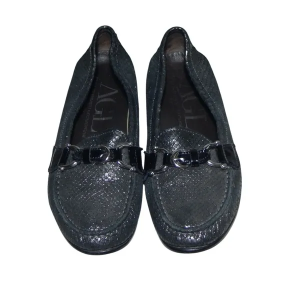 AGL Attilio Giusti Leombruni Jenah Gray Leather Driving Loafers Size 38 /US 8
