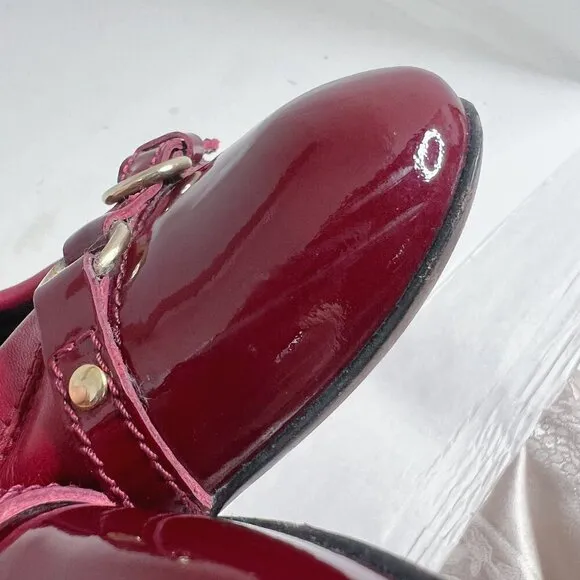 AGL Attilio Giusti Leombruni Monika Cap Toe Red Leather Ballet Flats Size 10