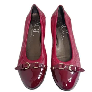 AGL Attilio Giusti Leombruni Monika Cap Toe Red Leather Ballet Flats Size 10