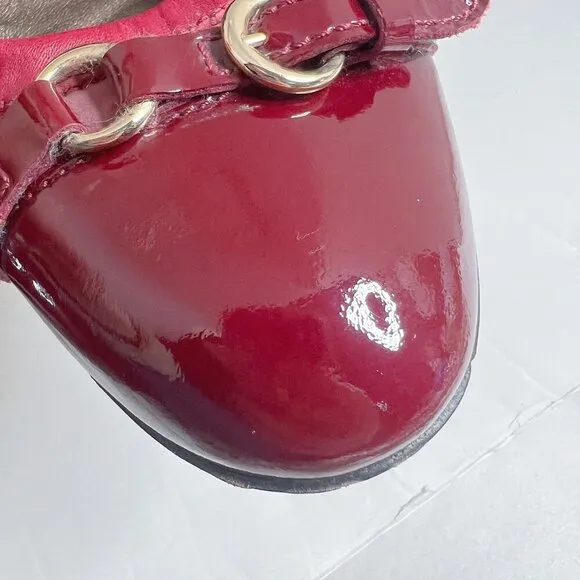 AGL Attilio Giusti Leombruni Monika Cap Toe Red Leather Ballet Flats Size 10