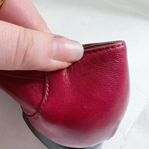 AGL Attilio Giusti Leombruni Monika Cap Toe Red Leather Ballet Flats Size 10