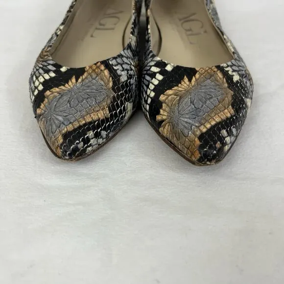 AGL Attilo Guisti Leombruni Leather Snake Point Toe Flats Size US 7