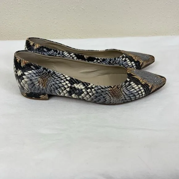 AGL Attilo Guisti Leombruni Leather Snake Point Toe Flats Size US 7