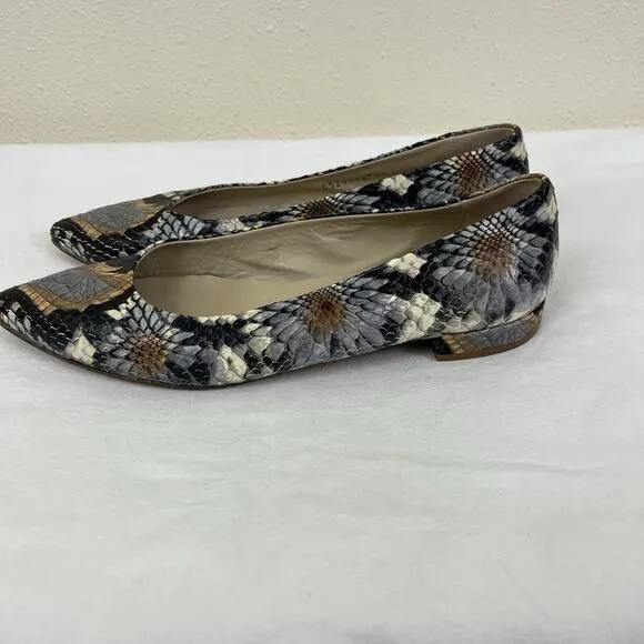 AGL Attilo Guisti Leombruni Leather Snake Point Toe Flats Size US 7