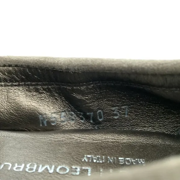 AGL Ballet Flats Size 37 Taupe Pewter Snake Cap-toe Buckle Front Shoe