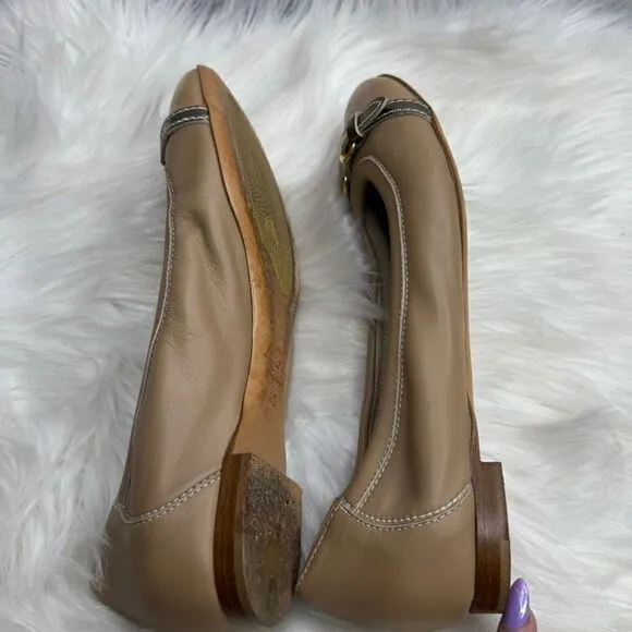 AGL Cap Toe Leather Buckle Ballet Flats 40