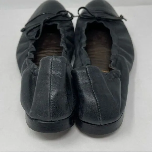 AGL cap toe ballerina flats black leather and patent leather 37 BoxA
