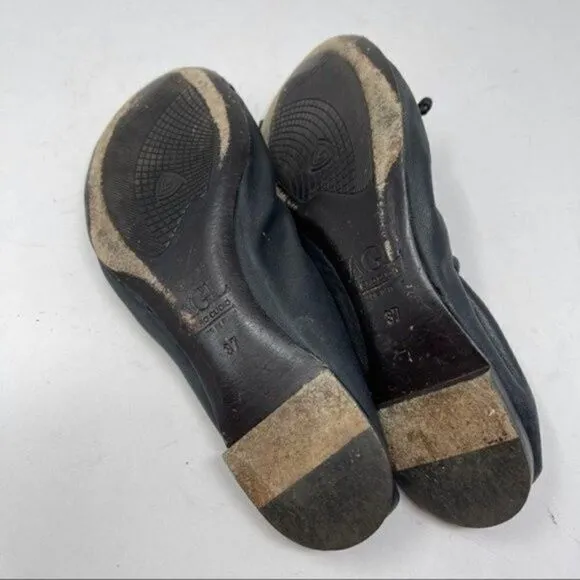 AGL cap toe ballerina flats black leather and patent leather 37 BoxA