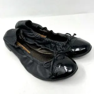AGL cap toe ballerina flats black leather and patent leather 37 BoxA