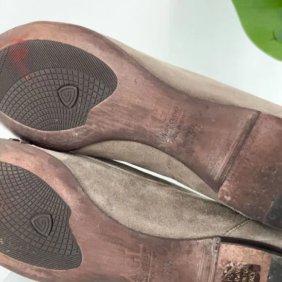 AGL Italy Women's Ballet Flats Size 36.5 Cap Toe Soft Brown Leather Slip On Shoe