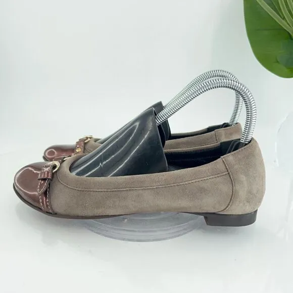 AGL Italy Women's Ballet Flats Size 36.5 Cap Toe Soft Brown Leather Slip On Shoe