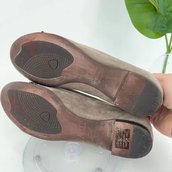 AGL Italy Women's Ballet Flats Size 36.5 Cap Toe Soft Brown Leather Slip On Shoe