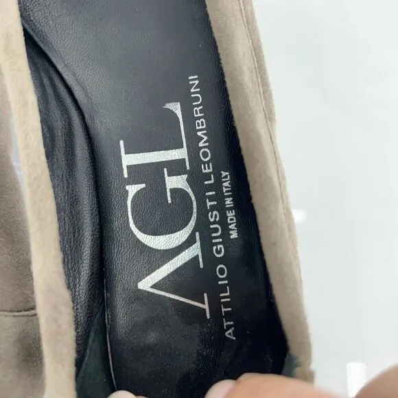 AGL Italy Women's Ballet Flats Size 36.5 Cap Toe Soft Brown Leather Slip On Shoe